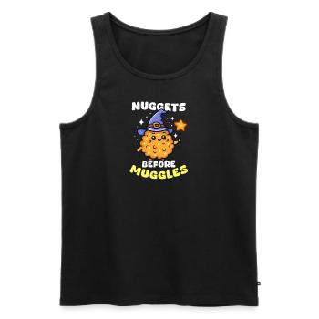 Nuggets de poulet avant les Moldus - Débardeur bio Premium Homme - noir - Devant - Michal (187cm)