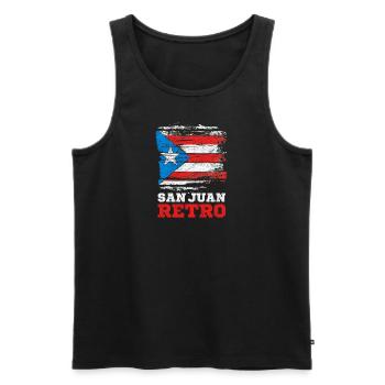 Puerto Rico Flag San Juan Retro - Men's Premium Organic Tank Top - black - Front - Michal (187cm)