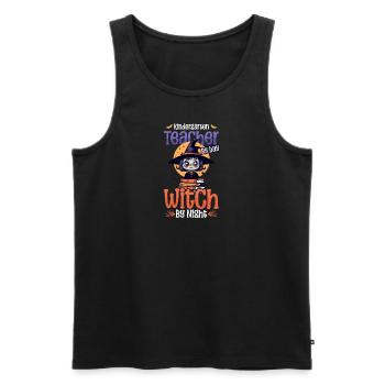 Maternelle Enseignant Enseignant le jour Sorcière la nuit - Débardeur bio Premium Homme - noir - Devant - Michal (187cm)