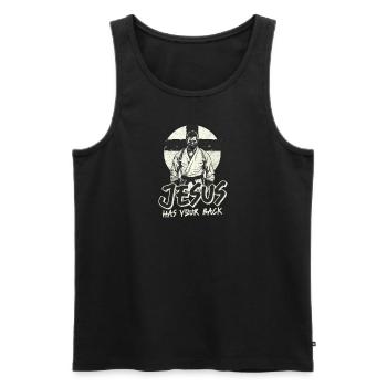Jiu Jitsu Jésus vous soutient - Débardeur bio Premium Homme - noir - Devant - AI Model Male 178 light (178cm)