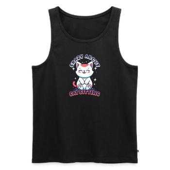 Cat Sitter Crazy About Catsitting - Men's Premium Organic Tank Top - black - Front - Michal (187cm)