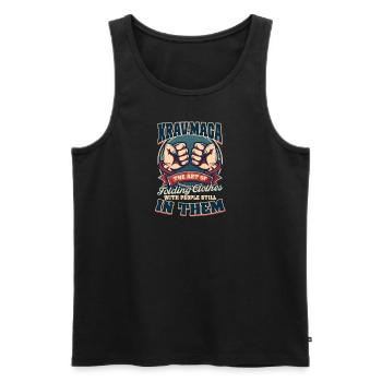 Krav Maga Falten Kleidung Mit Menschen Darin - Männer Premium Bio Tank Top - Schwarz - Vorne - AI Model Male 178 light (178cm)
