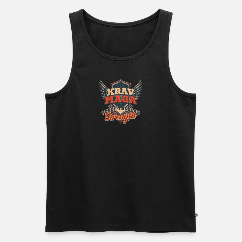 Krav Maga Peace Through Strength - Men's Premium Organic Tank Top - black