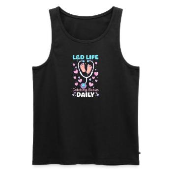 L&D Krankenschwester L&D Life: Täglich Babys einfangen - Männer Premium Bio Tank Top - Schwarz - Vorne - AI Model Male 178 light (178cm)