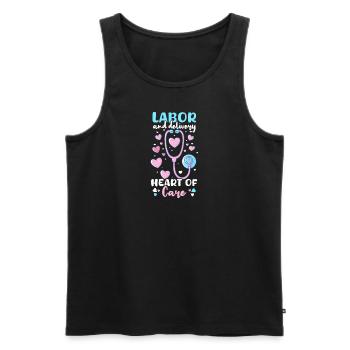L&D Nurse Labor & Delivery: Herz der Pflege - Männer Premium Bio Tank Top - Schwarz - Vorne - AI Model Male 178 light (178cm)