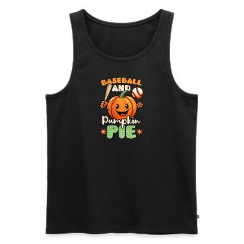 Thanksgiving Baseball, Baseball und Kürbiskuchen - Männer Premium Bio Tank Top - Schwarz - Vorne - Michal (187cm)