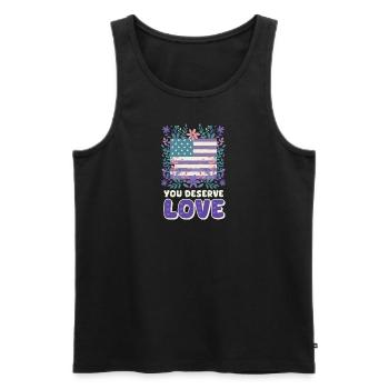 Sensibilisation au suicide Vous méritez de l’amour - Débardeur bio Premium Homme - noir - Devant - AI Model Male 178 light (178cm)