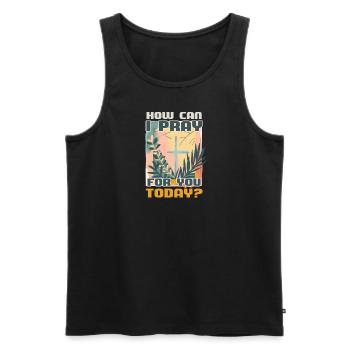 Wie kann ich heute für dich beten? - Männer Premium Bio Tank Top - Schwarz - Vorne - AI Model Male 178 light (178cm)