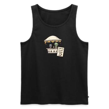 Alien Abduction Emmenez-moi à votre café Lattes - Débardeur bio Premium Homme - noir - Devant - AI Model Male 178 light (178cm)