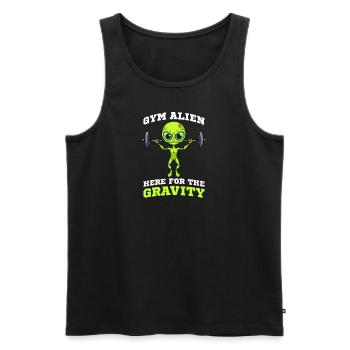 Alien Entführung Gym Alien Hier Für Die Schwerkraft - Männer Premium Bio Tank Top - Schwarz - Vorne - AI Model Male 178 light (178cm)