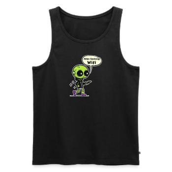 Alien Enlèvement Alien Recherche Wifi - Débardeur bio Premium Homme - noir - Devant - AI Model Male 178 light (178cm)