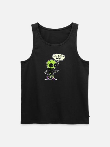 Alien Abduction Alien Seeking Wifi - Men's Premium Organic Tank Top - black