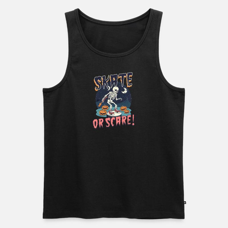 Halloween Eishockey Schlittschuh oder Schrecken! - Männer Premium Bio Tank Top - Schwarz