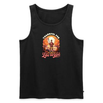 Thanksgiving Lacrosse Dankbar für Lacrosse - Männer Premium Bio Tank Top - Schwarz - Vorne - Michal (187cm)
