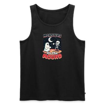 Monstres de baseball d’Halloween sur le monticule - Débardeur bio Premium Homme - noir - Devant - AI Model Male 178 light (178cm)