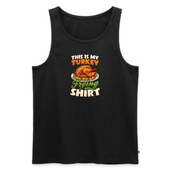 Thanksgiving Chef This Is My Frying Outfit - Men's Premium Organic Tank Top - black - Front - Michal (187cm)