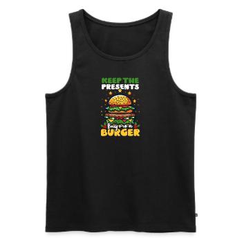 Burger Christmas Keep Presents I Want Burger - Men's Premium Organic Tank Top - black - Front - Michal (187cm)