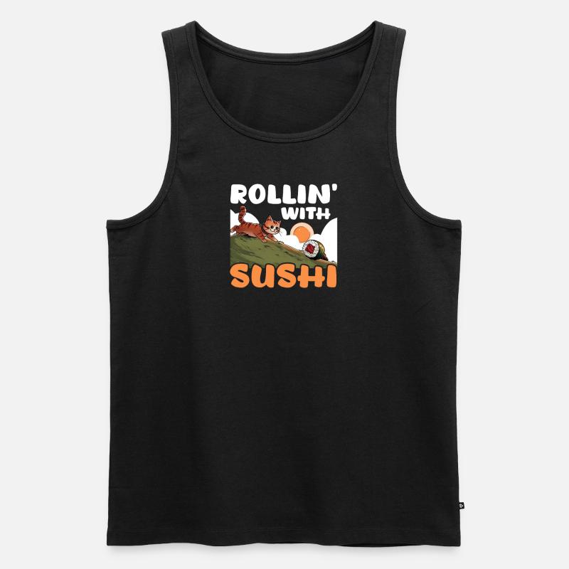Sushi Roll Rollin' mit Sushi - Männer Premium Bio Tank Top - Schwarz