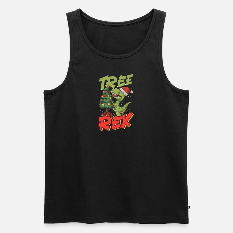 Dinosaurier Weihnachtsbaum Rex - Männer Premium Bio Tank Top - Schwarz