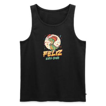 Dinosaure Noël Feliz Navi-Dino - Débardeur bio Premium Homme - noir - Devant - Michal (187cm)