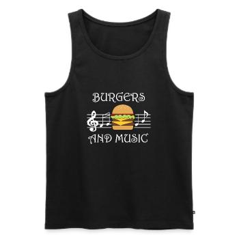 Chef amateur de hamburgers, musicien de musique - Débardeur bio Premium Homme - noir - Devant - AI Model Male 178 light (178cm)