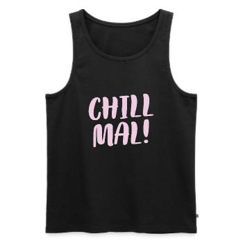 Cooles Lässiges Faulenzer Faultpelz Chill Mal - Männer Premium Bio Tank Top - Schwarz - Vorne - AI Model Male 178 light (178cm)