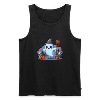 Herr Buh Halloween - Männer Premium Bio Tank Top - Schwarz - Vorne - Michal (187cm)