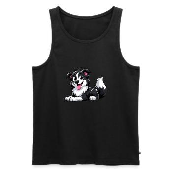 Border Collie 4 - Men's Premium Organic Tank Top - black - Front - AI Model Male 178 light (178cm)