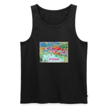 portofino,italie,port,mer,paysage,italie - Débardeur bio Premium Homme - noir - Devant - Michal (187cm)
