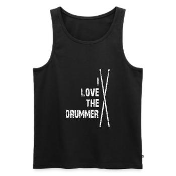 I Love The Drummer | Ich liebe den Schlagzeuger - Männer Premium Bio Tank Top - Schwarz - Vorne - AI Model Male 178 light (178cm)