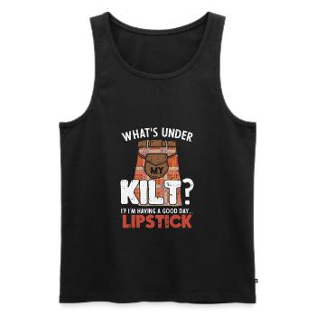 Bonne journée Quand le rouge à lèvres sous le kilt - Débardeur bio Premium Homme - noir - Devant - AI Model Male 178 light (178cm)