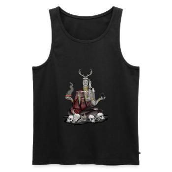 indien méditation Skull crâne - Débardeur bio Premium Homme - noir - Devant - AI Model Male 178 light (178cm)