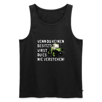 Unimog - Oldtimer - Offroad - 4x4 - MB Trac - Männer Premium Bio Tank Top - Schwarz - Vorne - AI Model Male 178 light (178cm)
