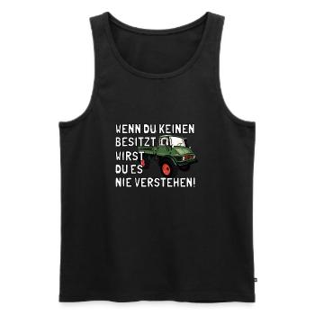 Unimog - Oldtimer - Offroad - Universal Motorgerät - Männer Premium Bio Tank Top - Schwarz - Vorne - Michal (187cm)