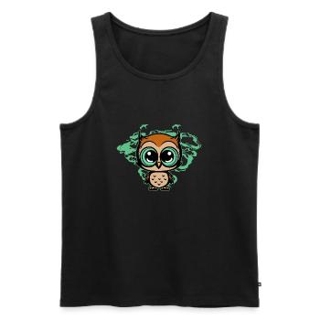 Süße Eule, Cartoon, Wildtiere, Tier, Wald, Natur - Männer Premium Bio Tank Top - Schwarz - Vorne - Michal (187cm)