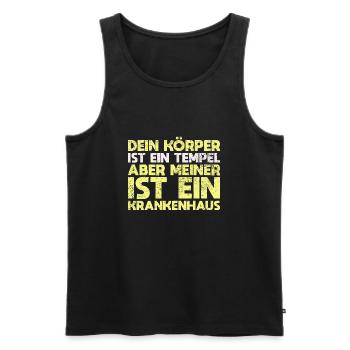 Dein Körper Ist Ein Tempel, Aber Meiner Ist... - Männer Premium Bio Tank Top - Schwarz - Vorne - Michal (187cm)
