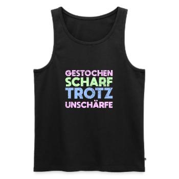Gestochen Scharf Trotz Unschärfe - Männer Premium Bio Tank Top - Schwarz - Vorne - AI Model Male 178 light (178cm)