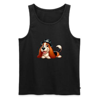Basset 7 - Men's Premium Organic Tank Top - black - Front - Michal (187cm)