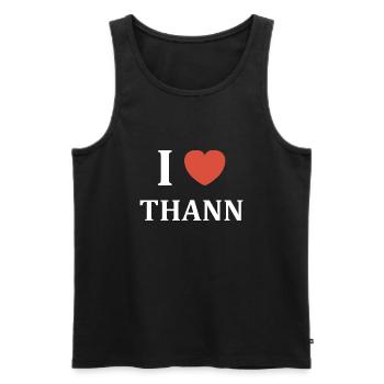 i love thann - Débardeur bio Premium Homme - noir - Devant - Michal (187cm)