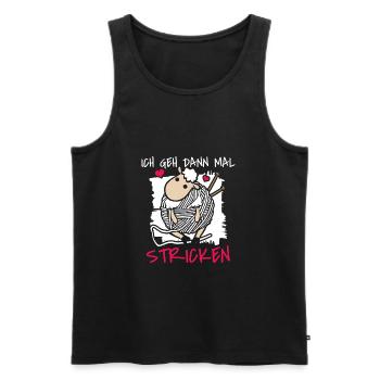 Lustiges Ich Geh Dann Mal Stricken Schaf Geschenk - Männer Premium Bio Tank Top - Schwarz - Vorne - Michal (187cm)