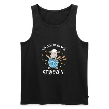 Lustiges Ich Geh Dann Mal Stricken Schaf Geschenk - Männer Premium Bio Tank Top - Schwarz - Vorne - Michal (187cm)