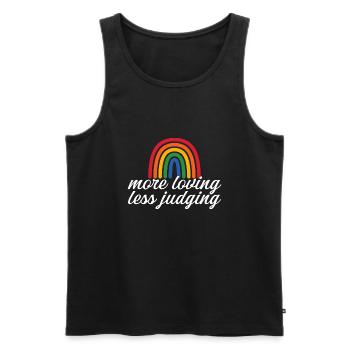 Womens Pride More Loving Less Judging - Männer Premium Bio Tank Top - Schwarz - Vorne - AI Model Male 178 light (178cm)