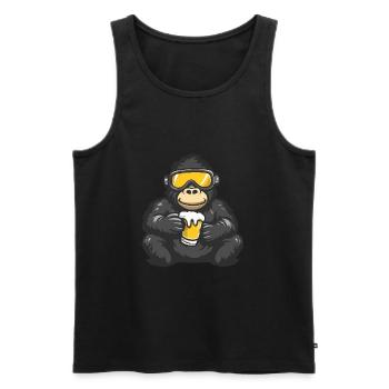 Gorilla Apres Ski Bier - Männer Premium Bio Tank Top - Schwarz - Vorne - Michal (187cm)