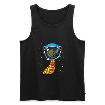 Astronaute Girafe dans l'espace safari - Débardeur bio Premium Homme - noir - Devant - Michal (187cm)
