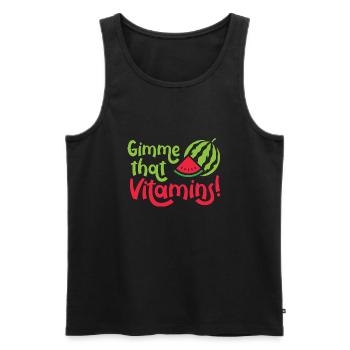 Gimme Vitamins Melon d'eau Ironic Melon tropical - Débardeur bio Premium Homme - noir - Devant - Michal (187cm)