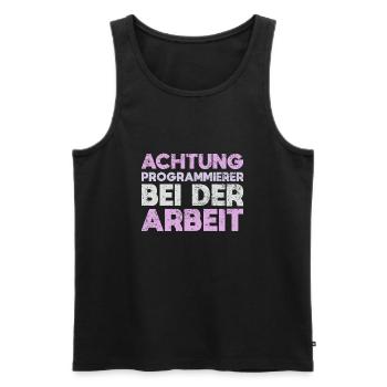 Achtung: Programmierer Bei Der Arbeit - Männer Premium Bio Tank Top - Schwarz - Vorne - AI Model Male 178 light (178cm)