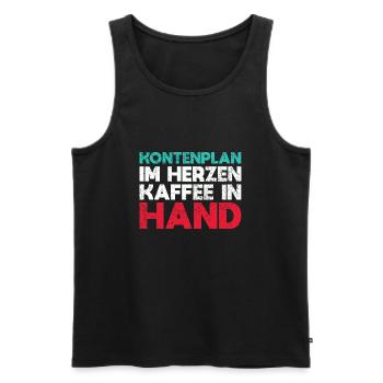 Kontenplan Im Herzen, Kaffee In Hand - Männer Premium Bio Tank Top - Schwarz - Vorne - Michal (187cm)