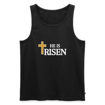 ER ist Auferstandener Glaube Jesus Religion Matthäus Ostern - Männer Premium Bio Tank Top - Schwarz - Vorne - Michal (187cm)