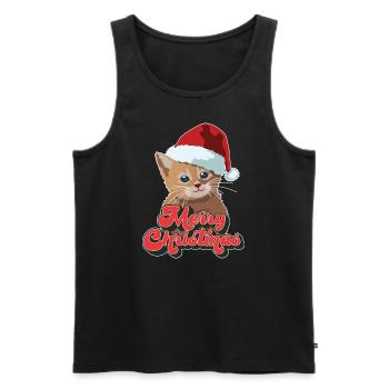 Cadeau de Noël Mignon Drôle de chat Père Noël Joyeux Noël - Débardeur bio Premium Homme - noir - Devant - Michal (187cm)