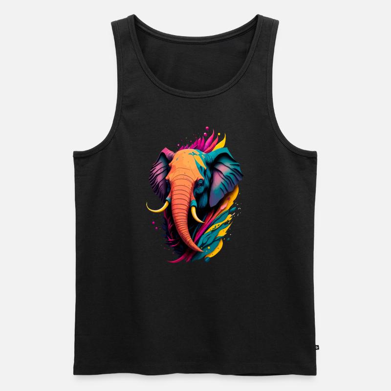 Bunter Elefant - Männer Premium Bio Tank Top - Schwarz